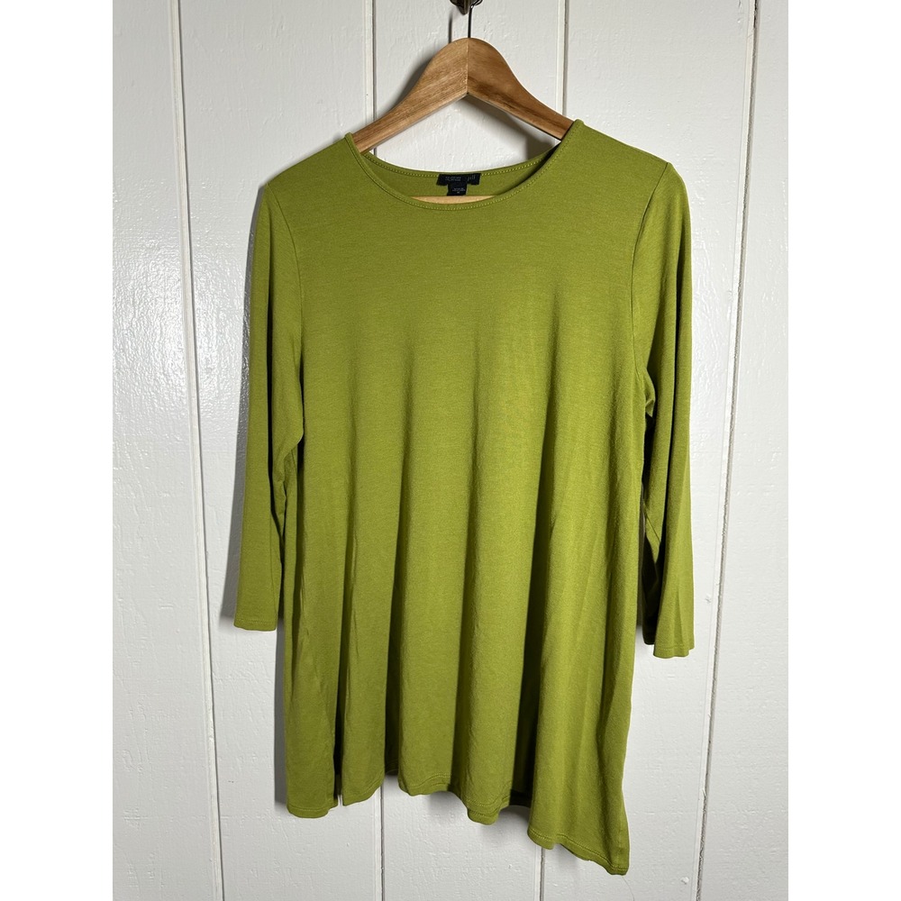 J. Jill Tunic Womens M Green Wearever Collection Long Sleeve Crew Neck 7564